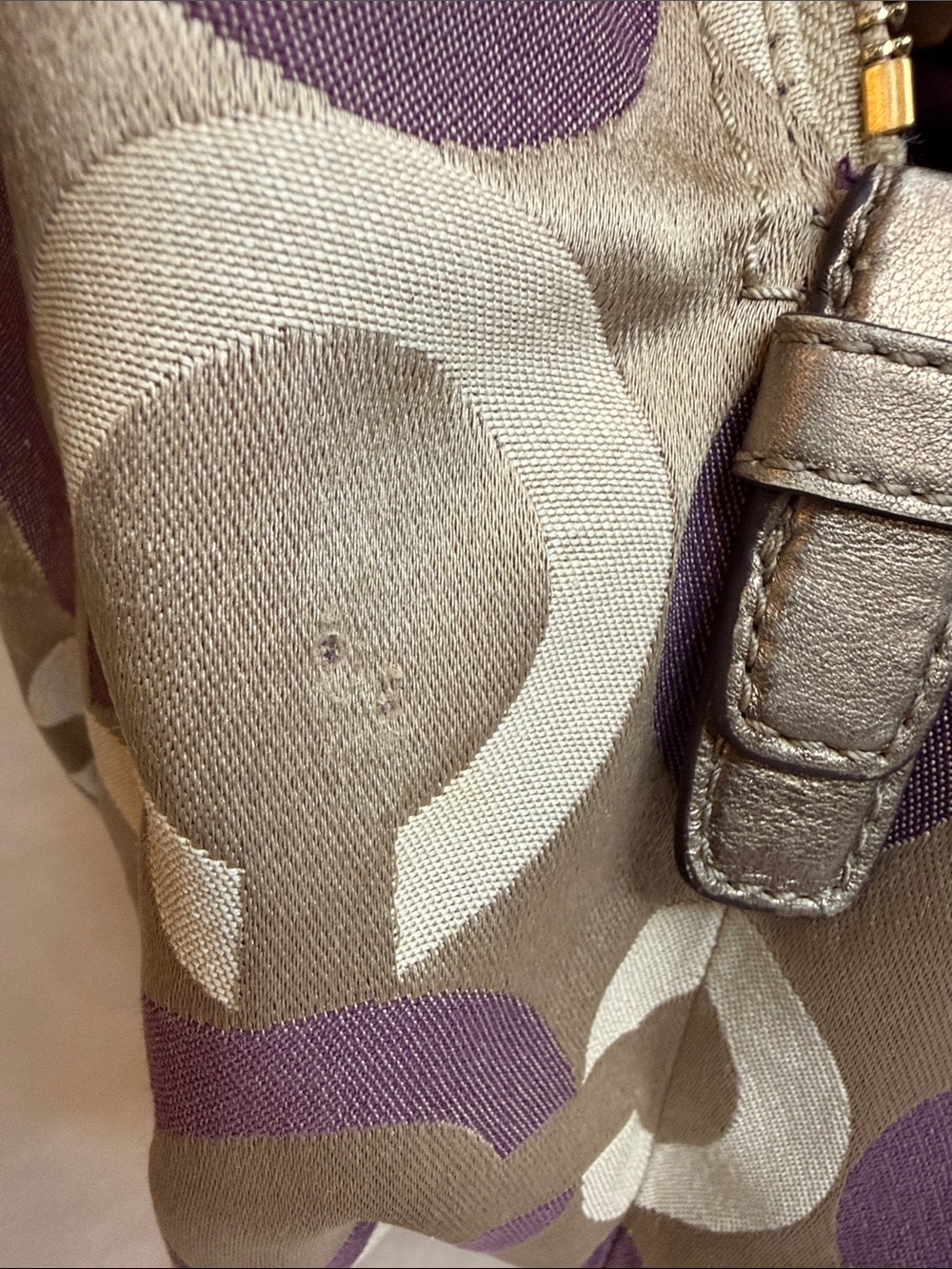 Coach Op Art Glam C1276-19844 Purple Satin Lined Metallic Bronze Shoulder Bag - Picture 5 of 12